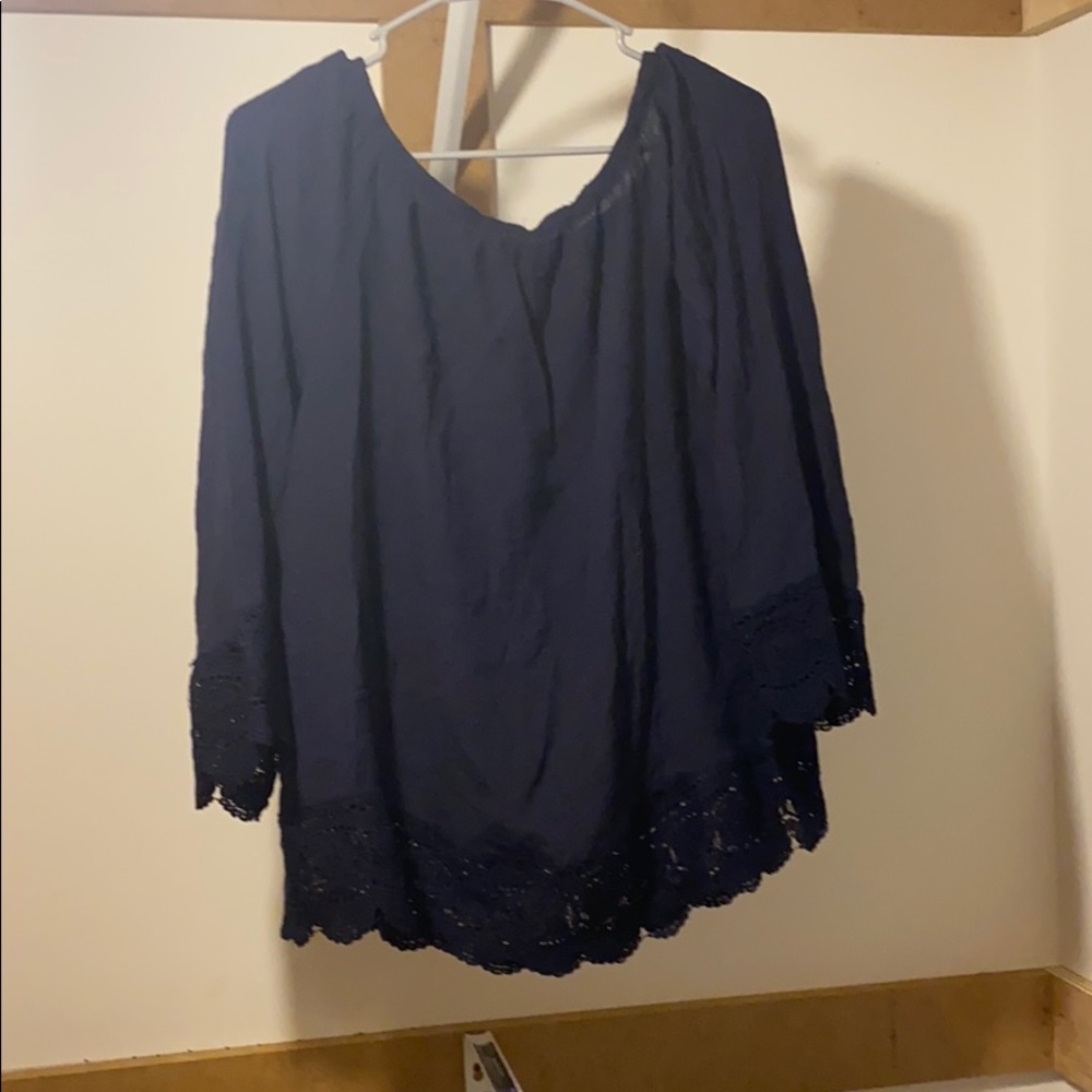 Off the Shoulders dark blue blouse